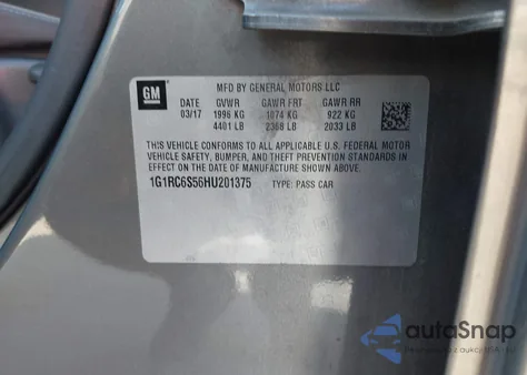 2017 Chevrolet Volt Lt from USA, damaged, VIN 1G1RC6S56HU201375